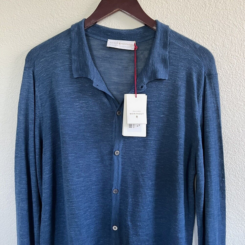 Maison Montagut Mens Cargian Sweater Size M Blue